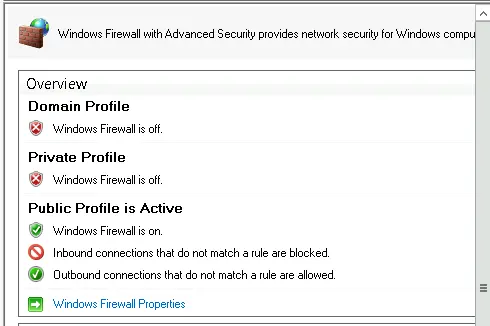 Firewall is off