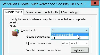 Turning firewall on