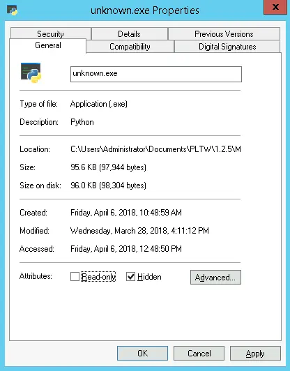 unknown.exe properties