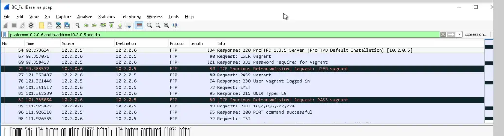 Wireshark of FTP transfer