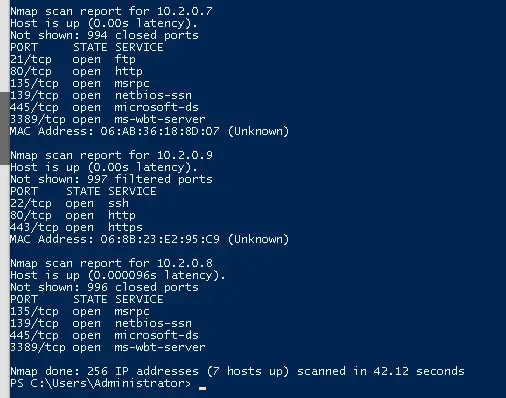 Continuation of nmap network scan