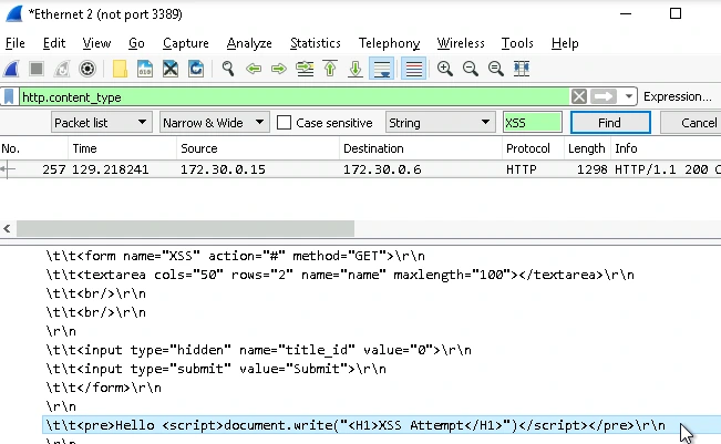 Detection of XSS in Wireshark