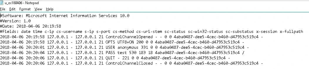 Logfile contents