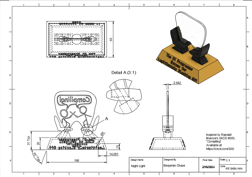 Engineering drawing of the base